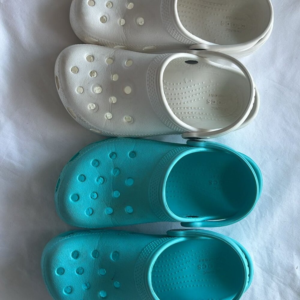 Two Pair Crocs Classic Shoe Clog Kelly Green White Size Unisex Size US 13